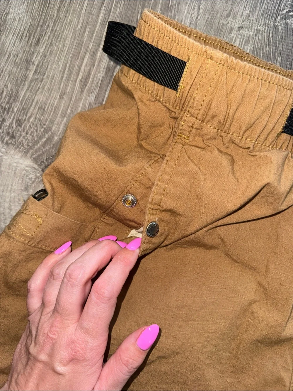 The North Face Men's Caramel Cargo Shorts with Black Accents